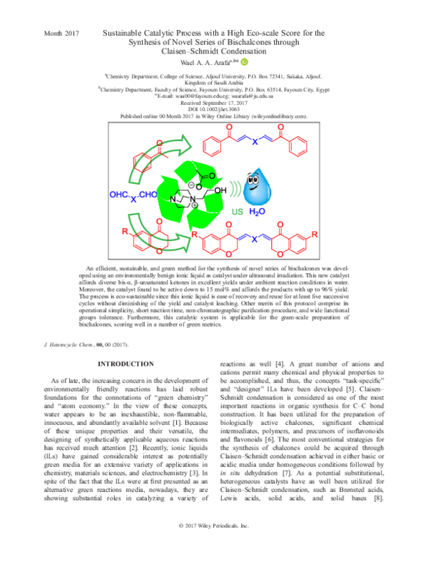 (PDF) Sustainable Catalytic Process with a High Eco-Scale Score for the ...