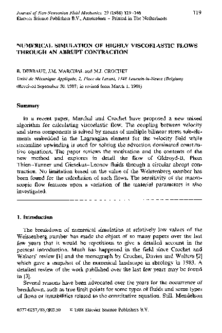 (PDF) Numerical simulation of highly viscoelastic flows through an ...