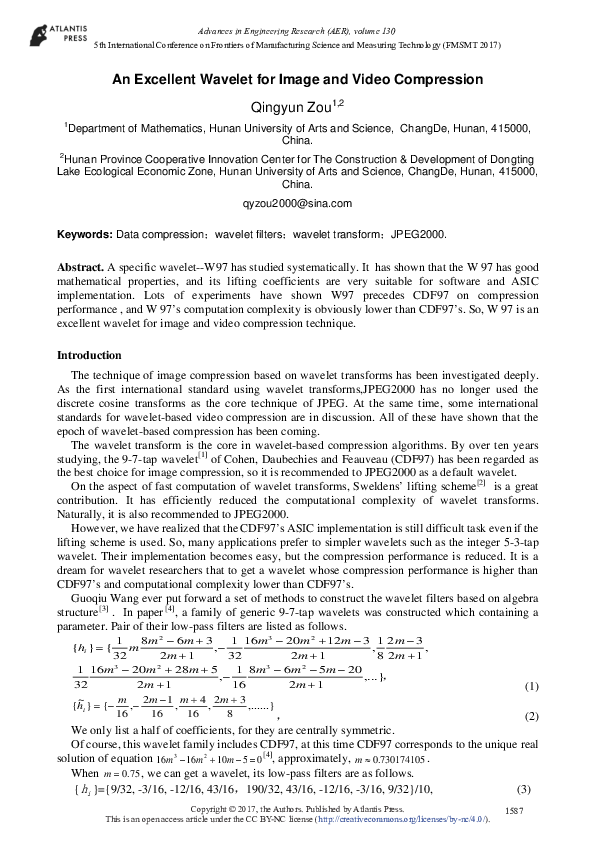 (PDF) An excellent wavelet for image and video compression