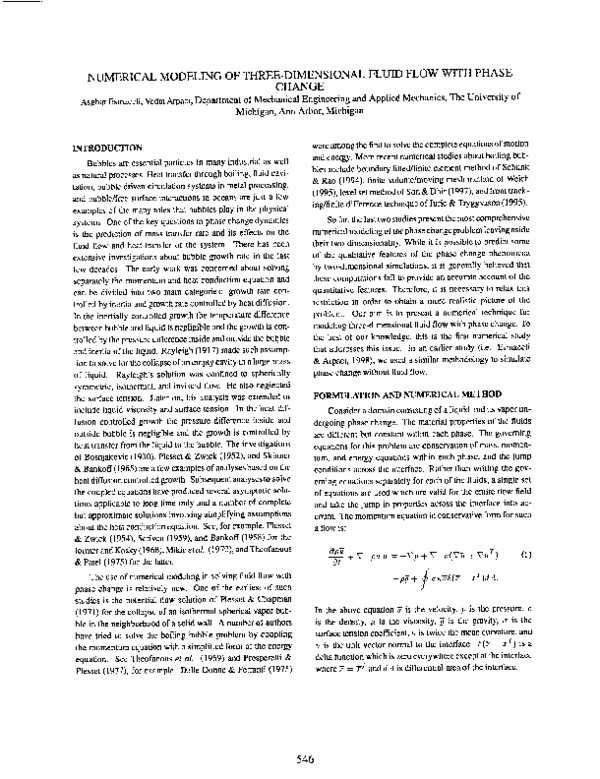 (PDF) Numerical modeling of three-dimensional fluid flow with phase change
