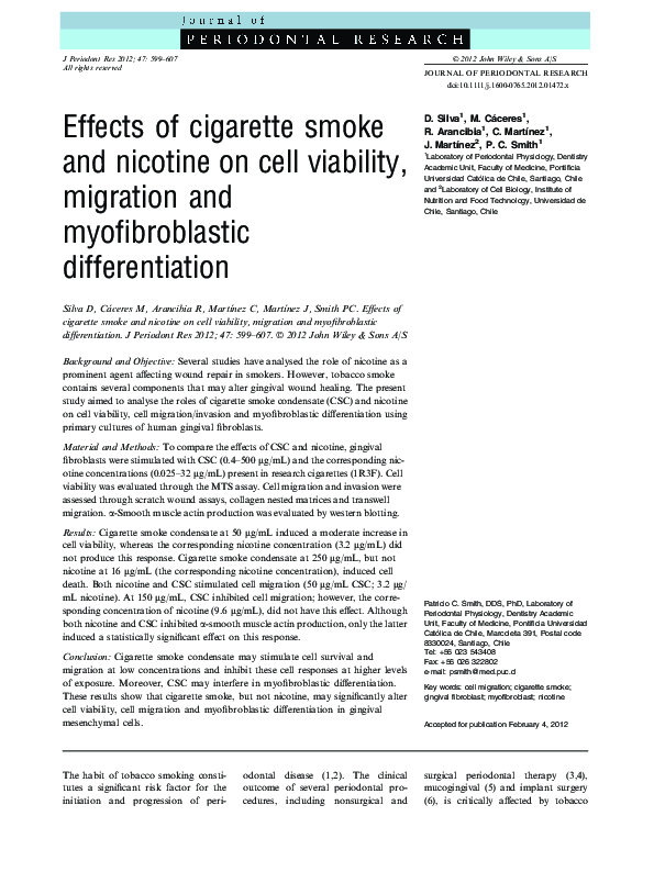 (PDF) Effects of cigarette smoke and nicotine on cell viability ...