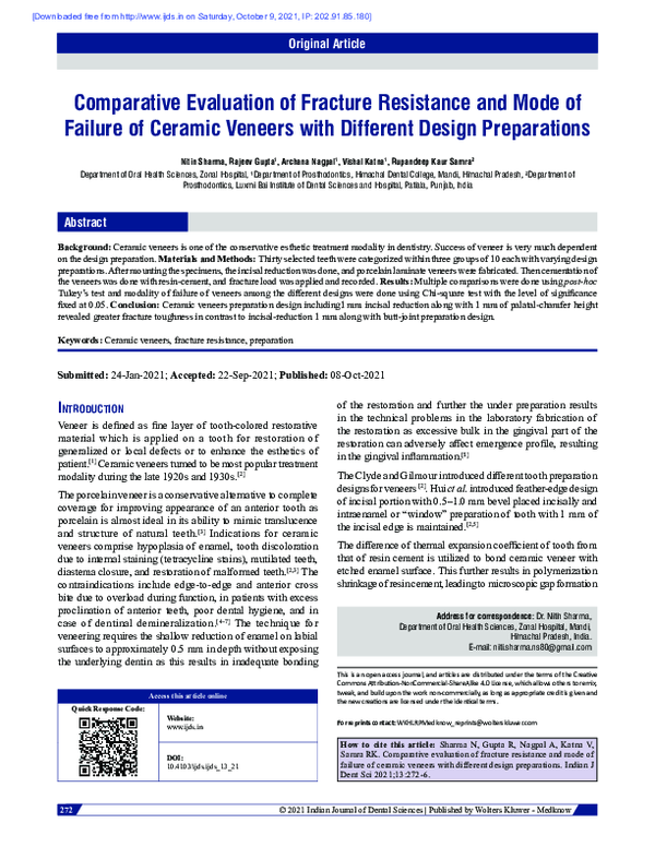 (PDF) Comparative Evaluation of Fracture Resistance and Mode of Failure ...