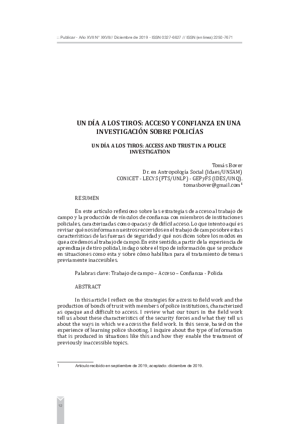 (PDF) Un día a los tiros: access and trust in a police investigation