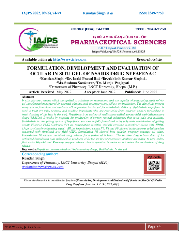 (PDF) FORMULATION, DEVELOPMENT AND EVALUATION OF OCULAR IN SITU GEL OF ...