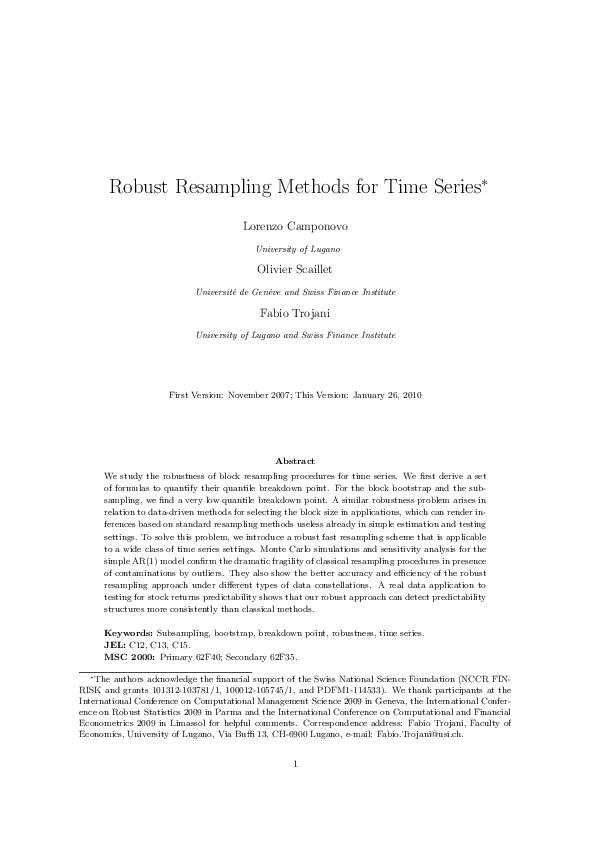 (PDF) Robust Resampling Methods for Time Series
