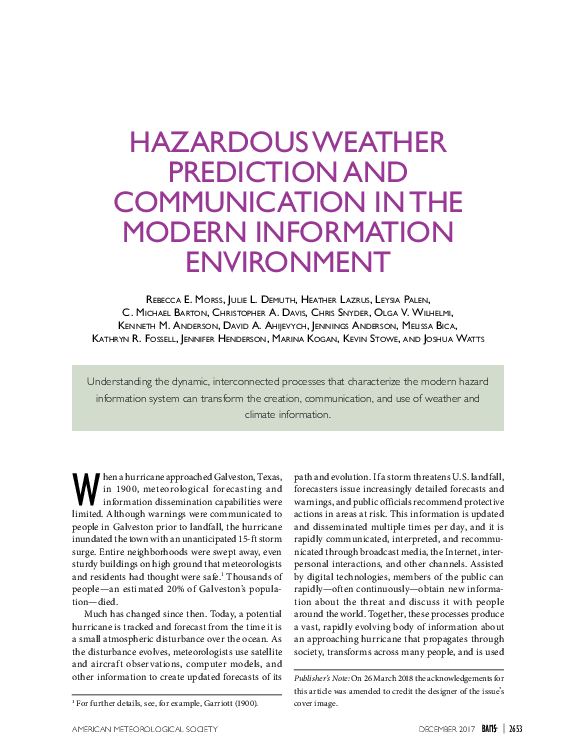 (PDF) Hazardous Weather Prediction and Communication in the Modern ...