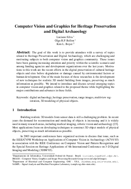 (PDF) Computer Vision and Graphics for Heritage Preservation and ...