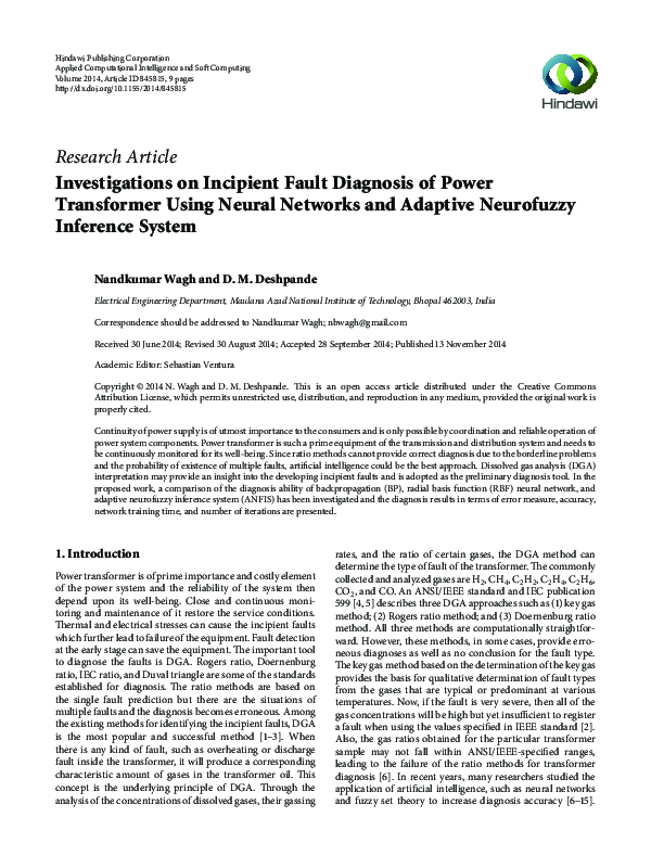 (PDF) Investigations on Incipient Fault Diagnosis of Power Transformer ...