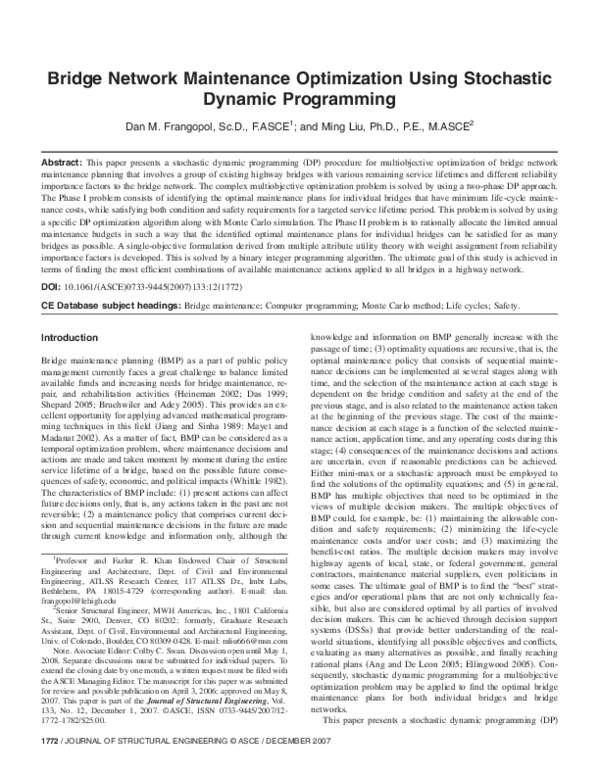 (PDF) Bridge Network Maintenance Optimization Using Stochastic Dynamic ...