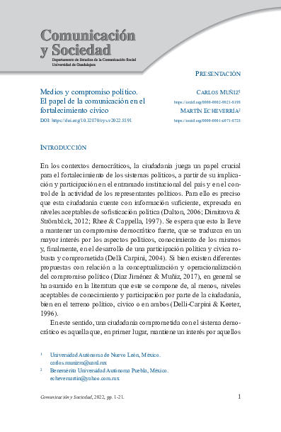 (PDF) Medios y compromiso politico. El papel de la comunicación en el ...