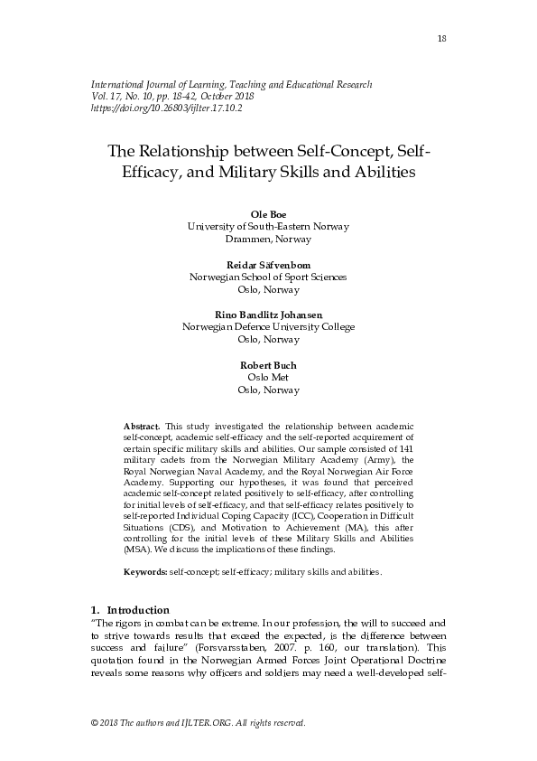 (PDF) The Relationship between Self-Concept, Self-Efficacy, and ...