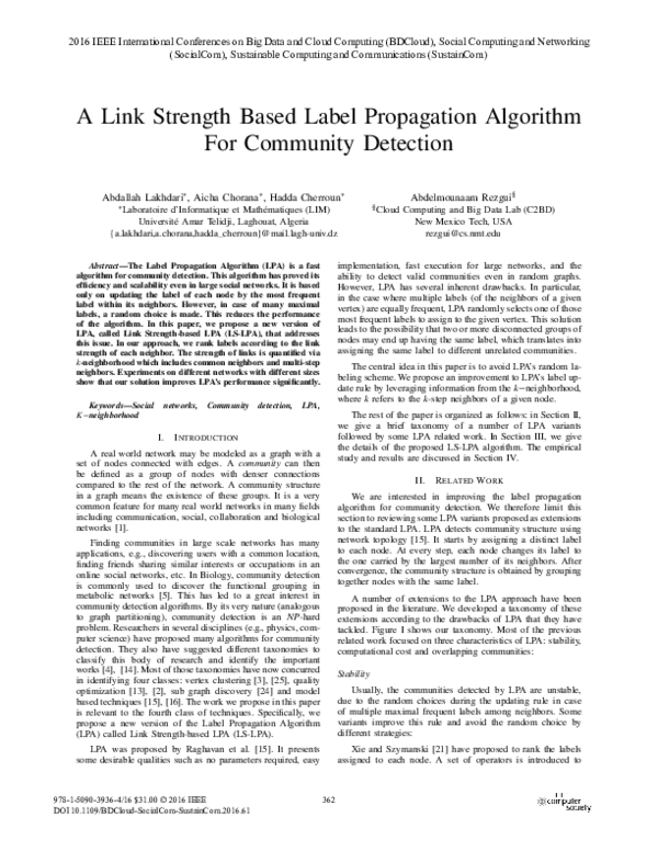 (PDF) A Link Strength Based Label Propagation Algorithm for Community ...