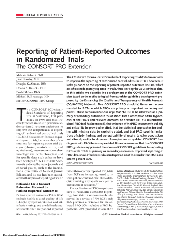 (PDF) Reporting of Patient-Reported Outcomes in Randomized Trials