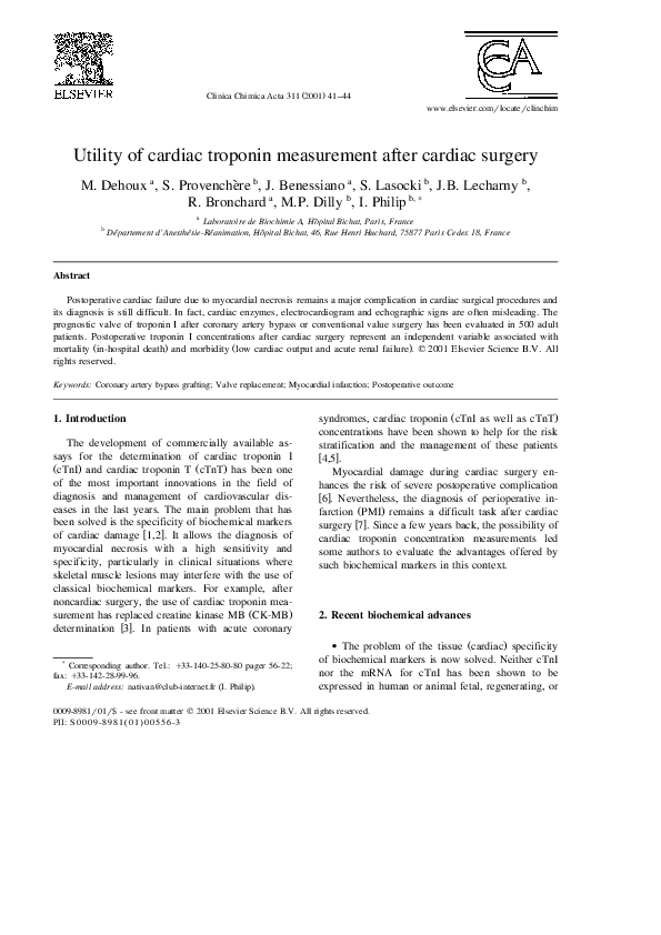 (PDF) Utility of cardiac troponin measurement after cardiac surgery ...