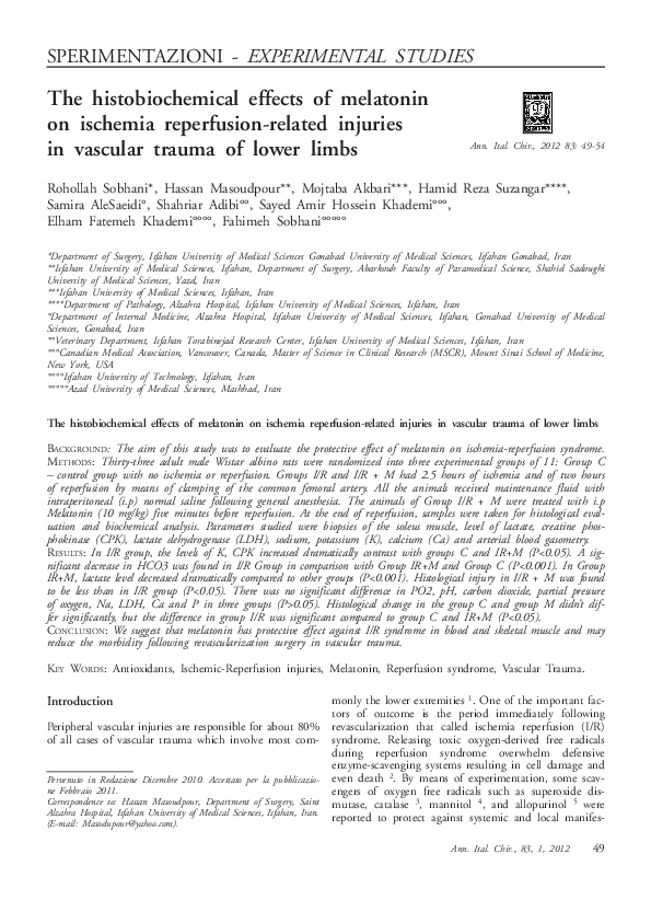 (PDF) The histobiochemical effects of melatonin on ischemia reperfusion ...