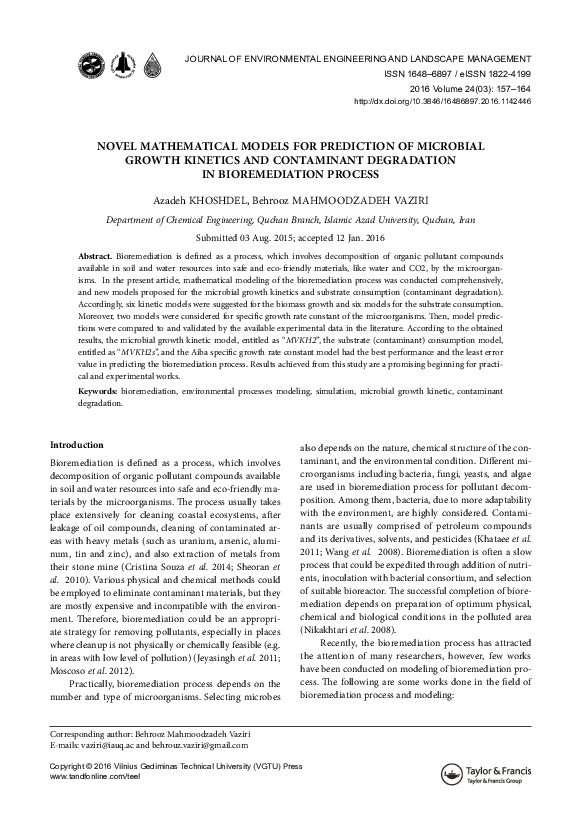 (PDF) Novel Mathematical Models for Prediction of Microbial Growth ...
