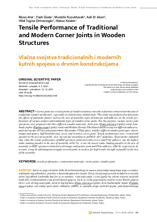 (PDF) Tensile Performance of Traditional and Modern Corner Joints in ...