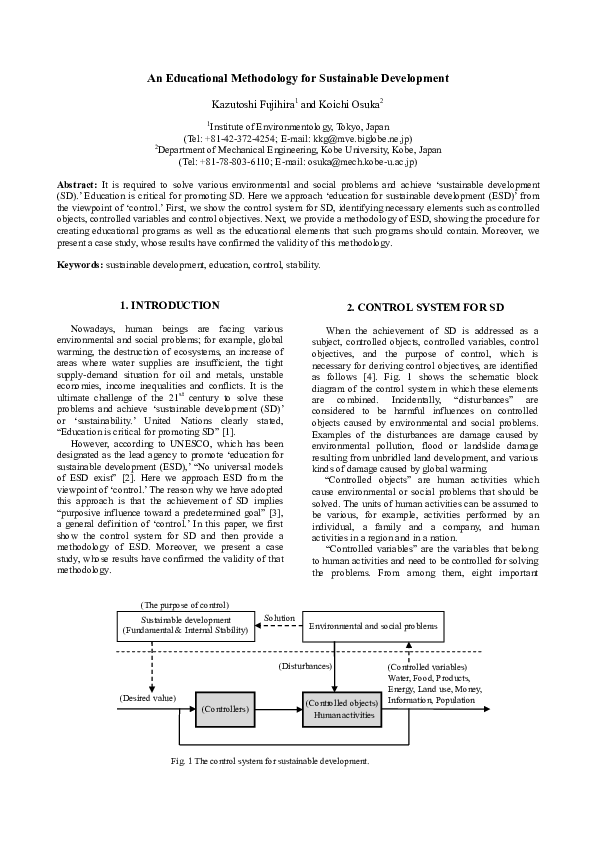 (PDF) An educational methodology for sustainable development