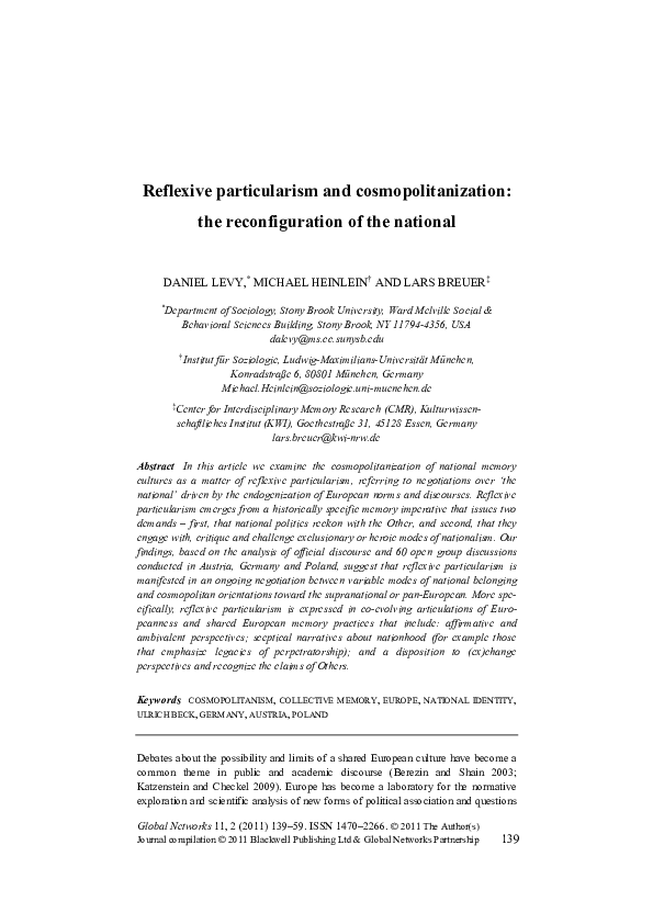 (PDF) Reflexive particularism and cosmopolitanization: the ...