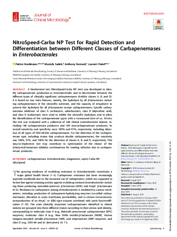 (PDF) NitroSpeed-Carba NP Test for Rapid Detection and Differentiation ...