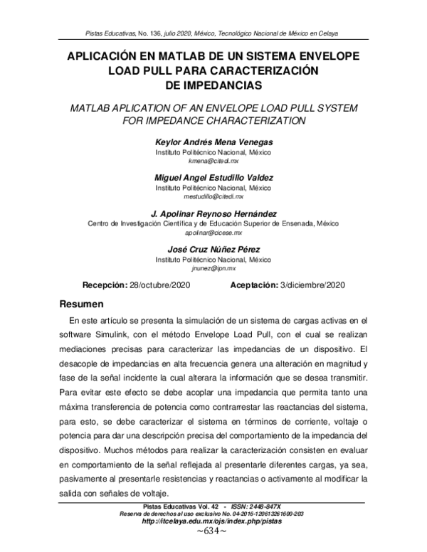 (PDF) Aplicacion en Matlab De Un Sistema Envelope Load Pull Para ...
