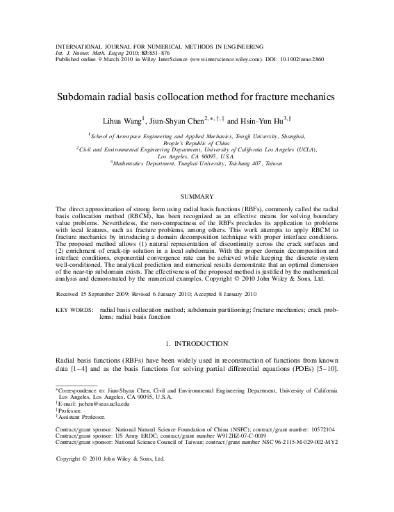 (PDF) Subdomain radial basis collocation method for fracture mechanics