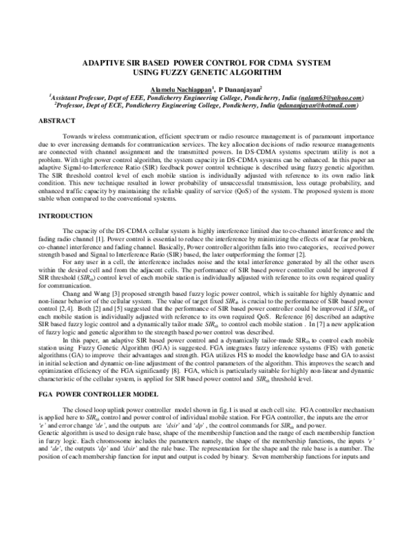 (PDF) Adaptive Sir Based Power Control for Cdma System Using Fuzzy ...