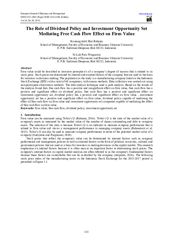 (PDF) The Role of Dividend Policy and Investment Opportunity Set ...