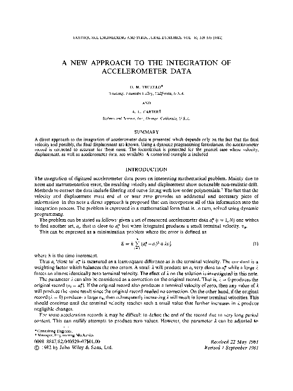 (PDF) A new approach to the integration of accelerometer data