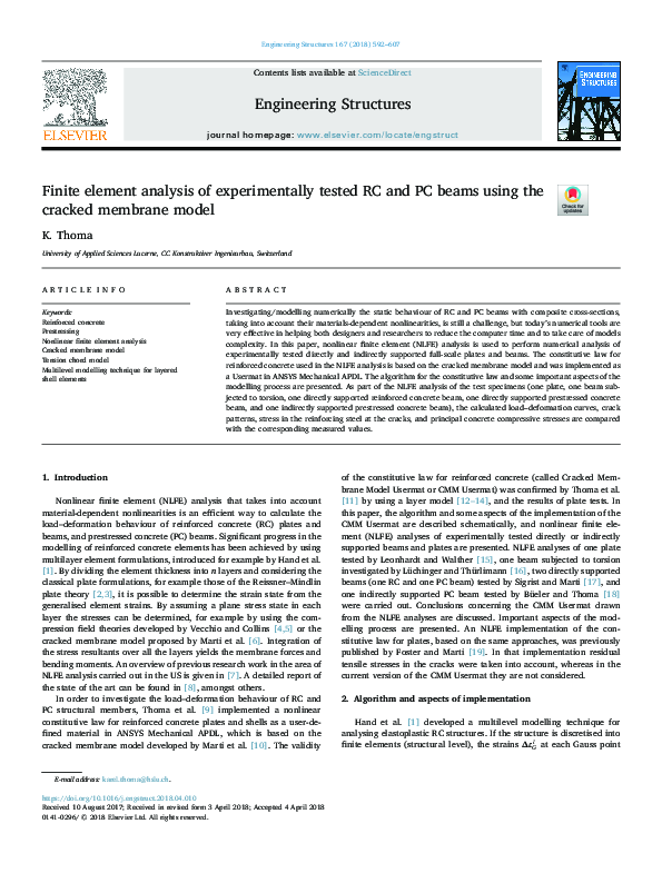 (PDF) Finite element analysis of experimentally tested RC and PC beams ...