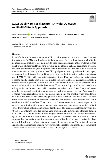 (PDF) Water Quality Sensor Placement: A Multi-Objective and Multi ...