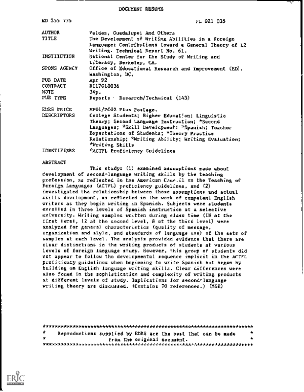 (PDF) The Development of Writing Abilities in a Foreign Language ...