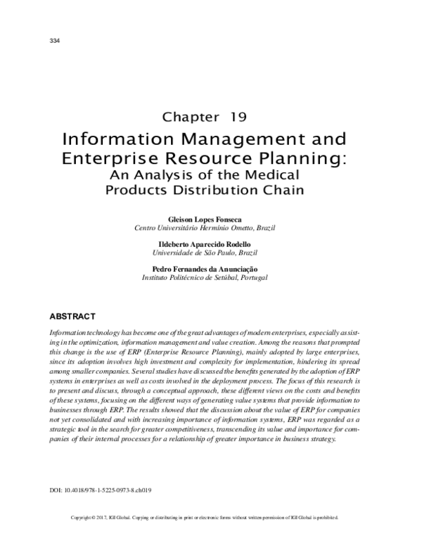 (PDF) Information Management and Enterprise Resource Planning