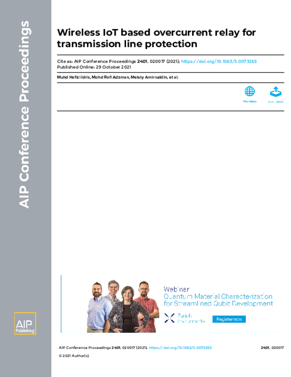 (PDF) Wireless IoT based overcurrent relay for transmission line ...