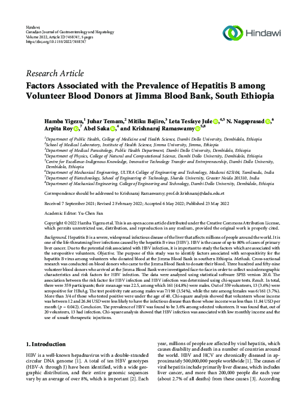 (PDF) Factors Associated with the Prevalence of Hepatitis B among ...