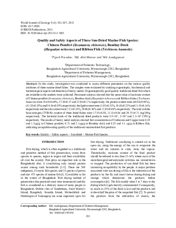 (PDF) Quality and Safety Aspects of Three Sun-Dried Marine Fish Species ...