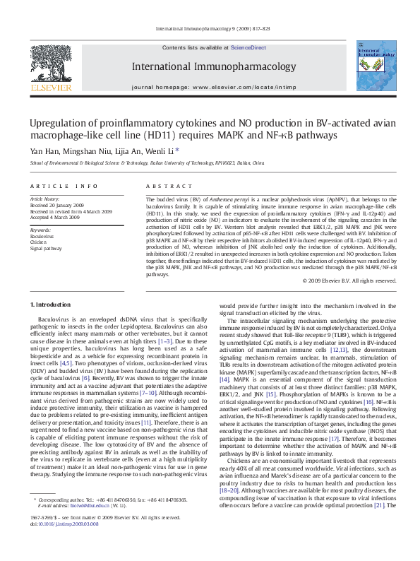 (PDF) Upregulation of proinflammatory cytokines and NO production in BV ...