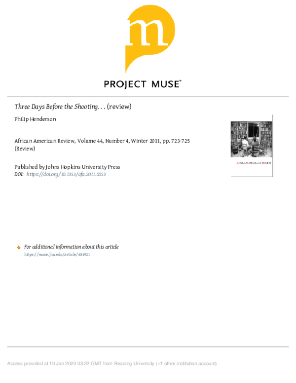(PDF) Three Days Before the Shooting