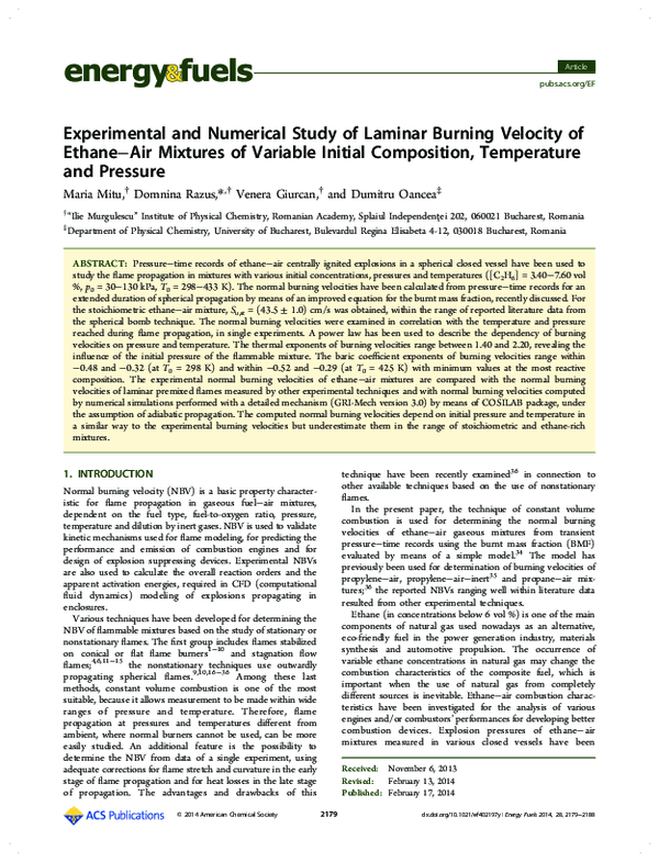 (PDF) Experimental and Numerical Study of Laminar Burning Velocity of ...