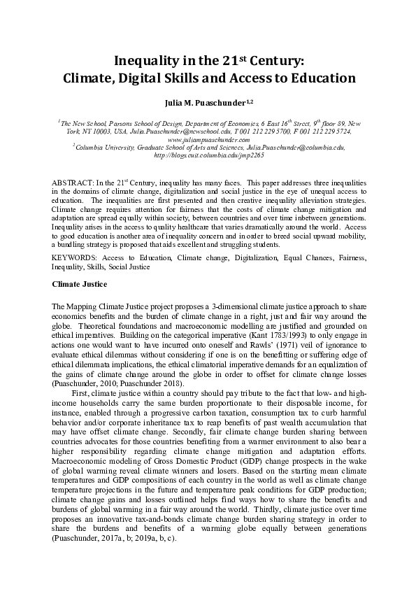 (PDF) Inequality in the 21st Century: Climate, Digital Skills and ...