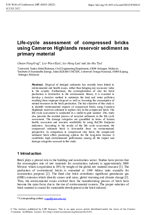 (PDF) Life-cycle assessment of compressed bricks using Cameron ...