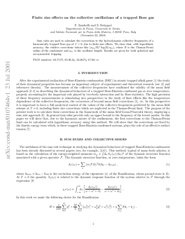 (PDF) Finite size effects on the collective oscillations of a trapped ...