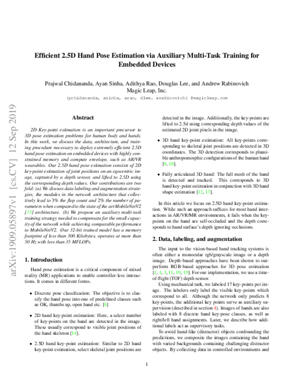 (PDF) Efficient 2.5D Hand Pose Estimation via Auxiliary Multi-Task ...