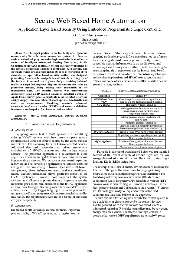 (PDF) Secure web based home automation: Application layer based ...