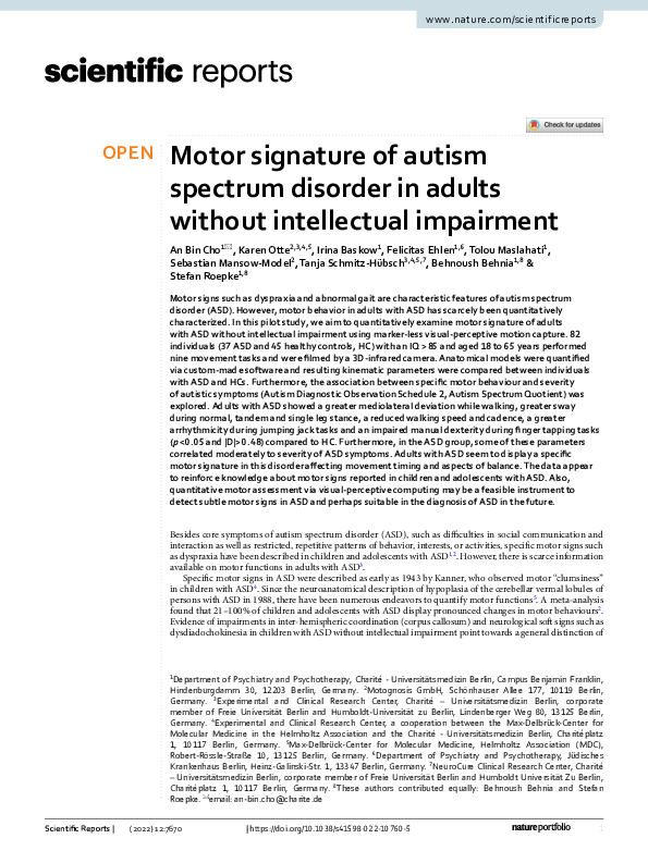 (PDF) Motor signature of autism spectrum disorder in adults without ...