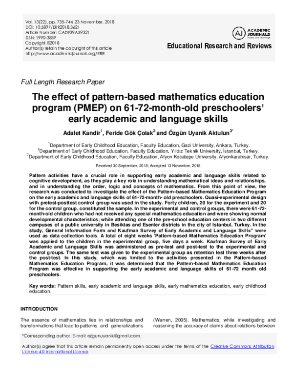 (PDF) The effect of pattern-based mathematics education program (PMEP ...