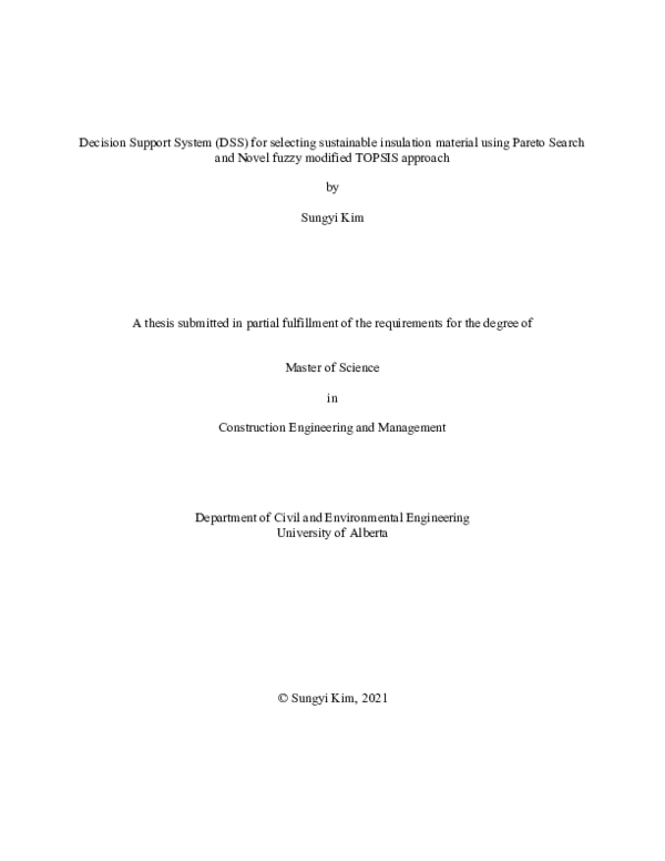 (PDF) Decision Support System DSS for Selecting Sustainable Insulation ...