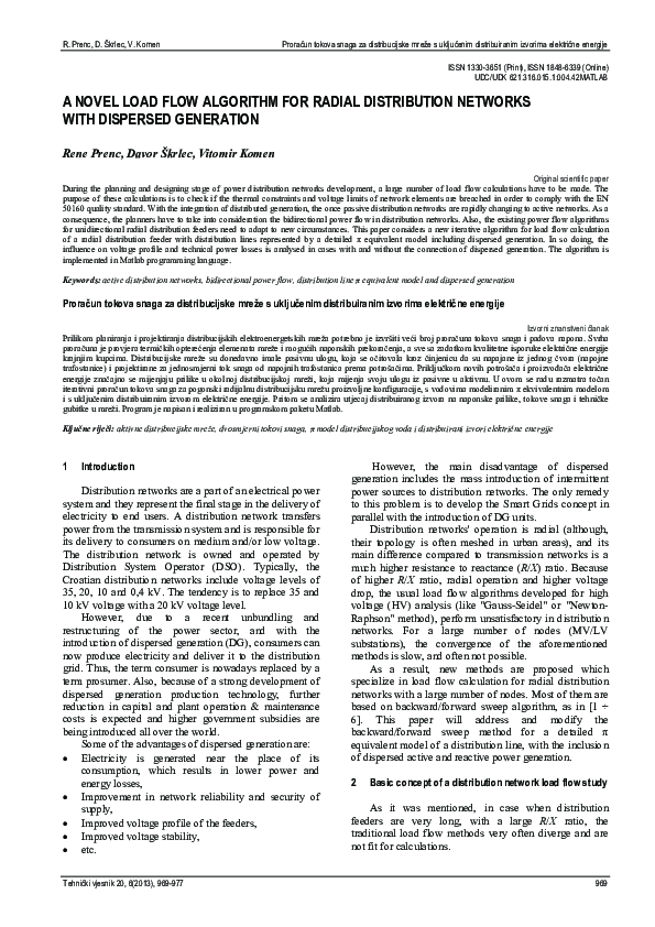 (PDF) A novel load flow algorithm for radial distribution networks with ...