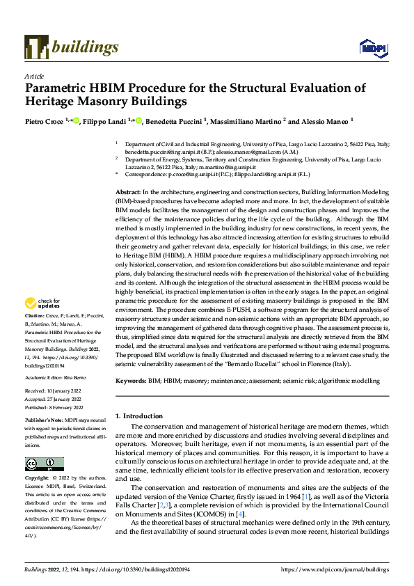 (PDF) Parametric HBIM Procedure for the Structural Evaluation of ...