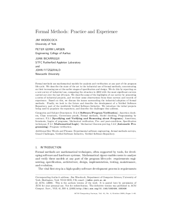 (PDF) Formal methods